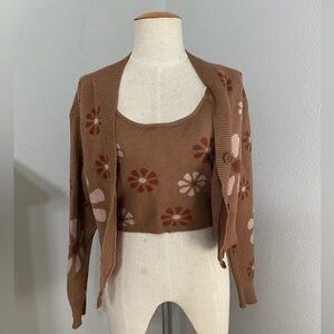 Altar'd State Brown Floral Sweater Set